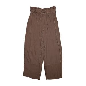 POINT SUR $128 Wide Leg Cropped High Waist Belted Paperbag Pant Striped Size 12